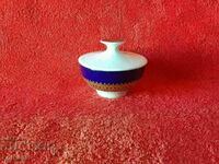 Old porcelain sugar bowl marked Thomas cobalt gilt