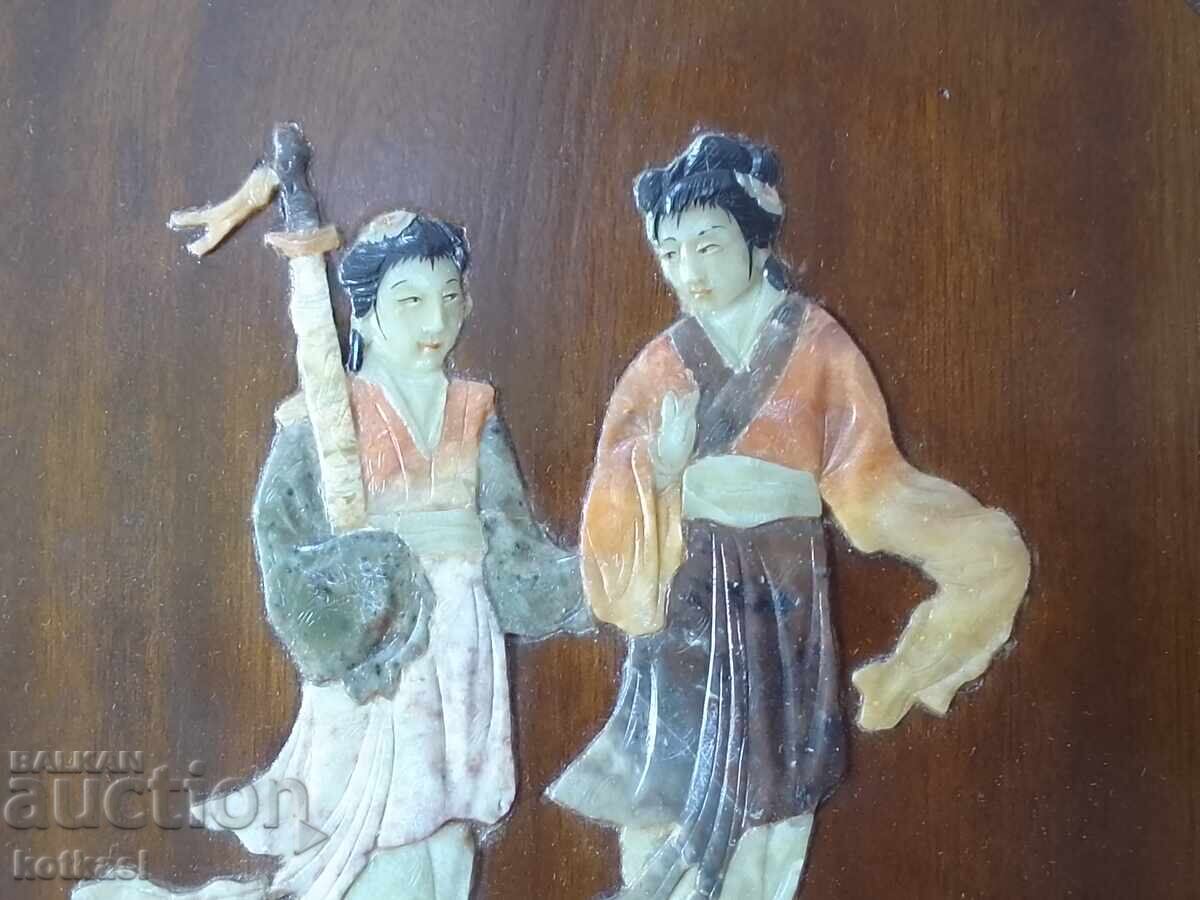 Auction Wood panel form Peach male female semi-precious stones jade Auction Wood panel form Peach male female semi-precious stones jade