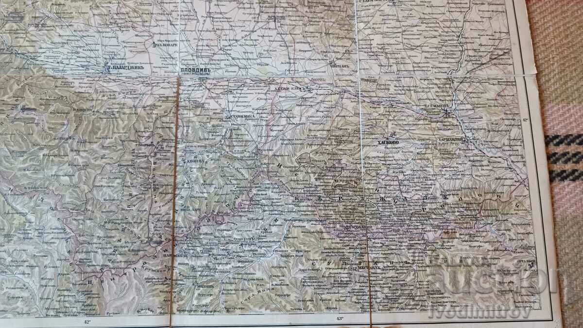 Auction  Military map on cloth Sofia, Pazardzhik, Plovdiv, St. Zagora