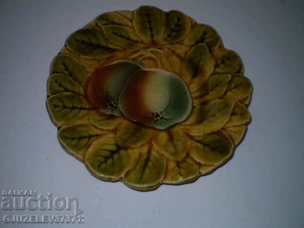 French majolica pear wall plate
