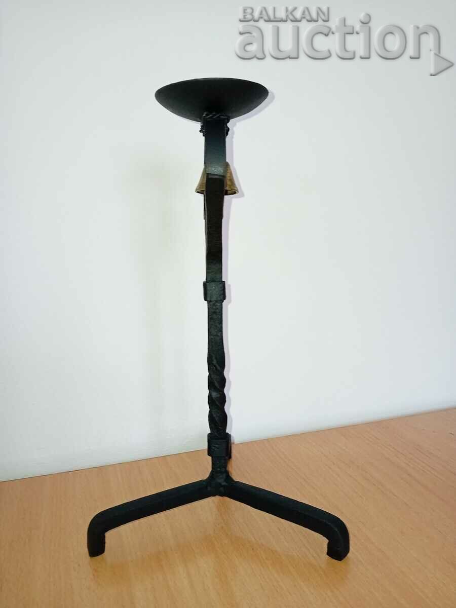 Old forged candlestick with bell, candle, candelabra with price 31.00 BGN | € 15.85 Old forged candlestick with bell, candle, candelabra with price 31.00 BGN | € 15.85