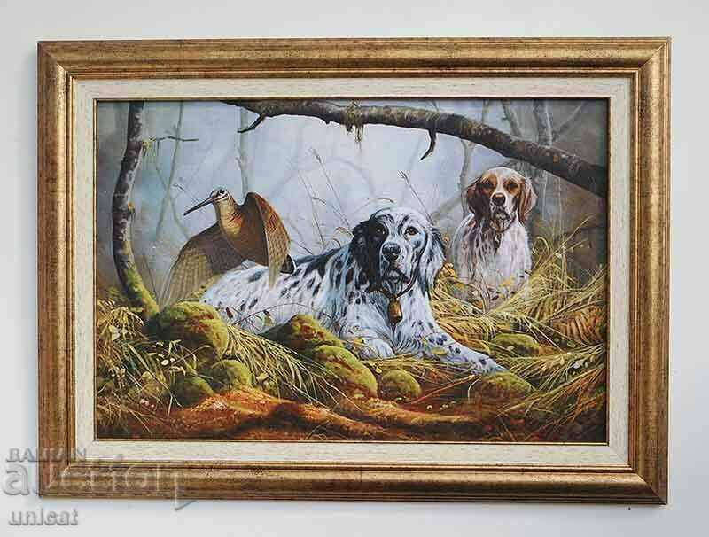 Hunting dogs - setters with snipe, picture for hunters