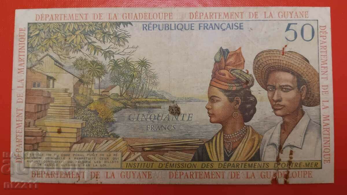 Banknote 50 francs French Antilles reads the description with price 239.99 BGN | € 122.70 Banknote 50 francs French Antilles reads the description with price 239.99 BGN | € 122.70