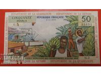 Banknote 50 francs French Antilles reads the description