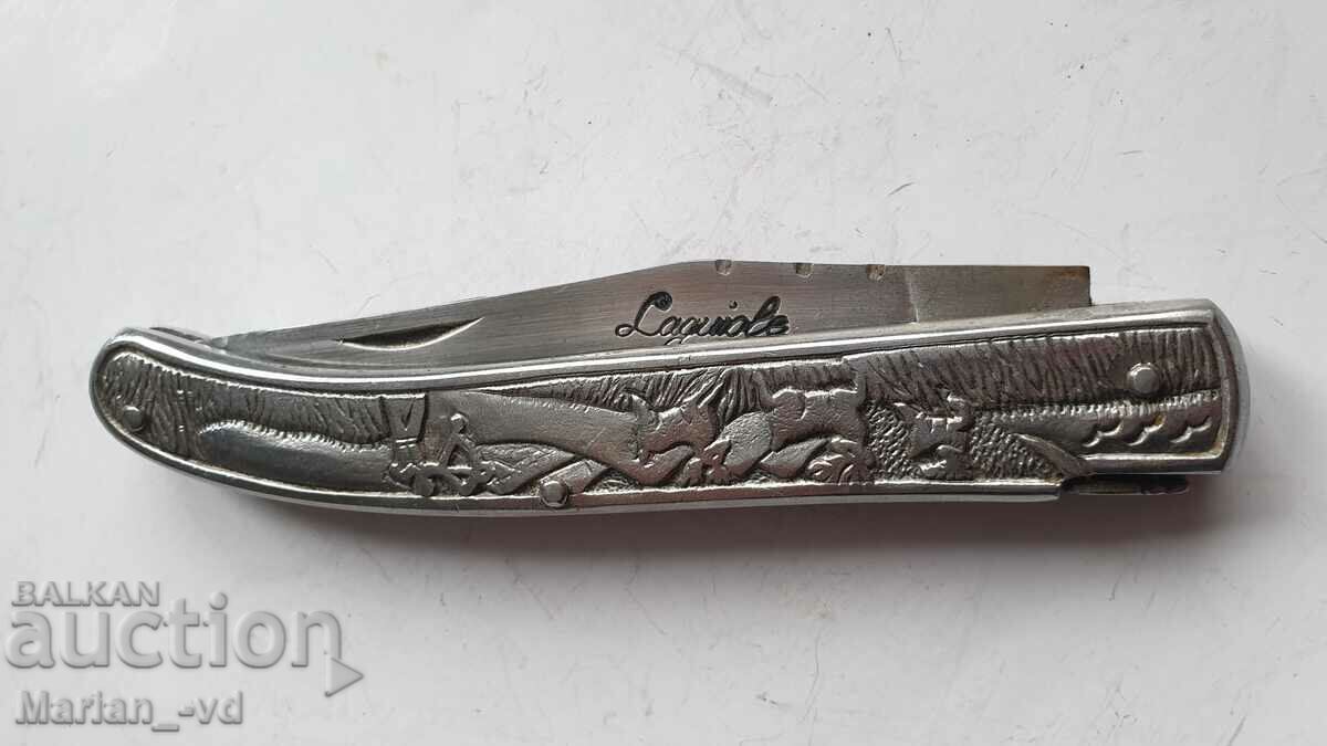 Auction Laguiole folding knife with hunting scene Auction Laguiole folding knife with hunting scene
