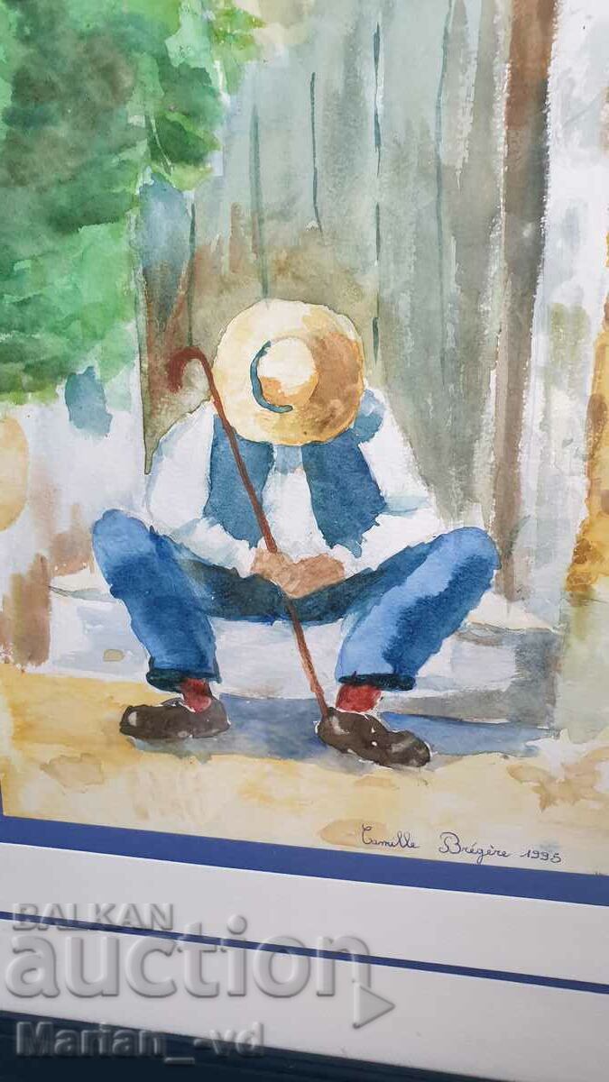 Delivery of Watercolor painting by a French artist, signed