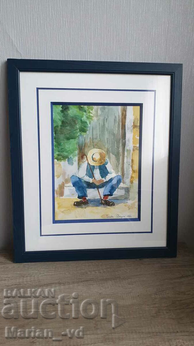 Watercolor painting by a French artist, signed