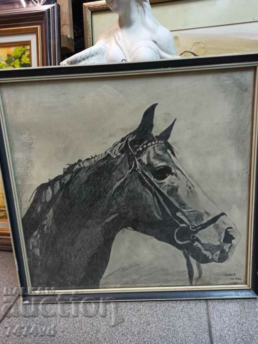 Framed picture drawing - Horse