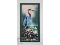 Синя чапла с водни лилии, картина