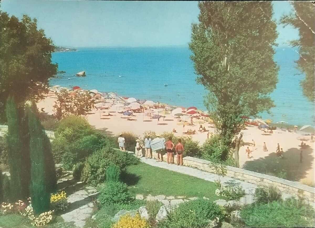България Пощенска картичка 1973г.  КУРОРТ ДРУЖБА-плажът ...