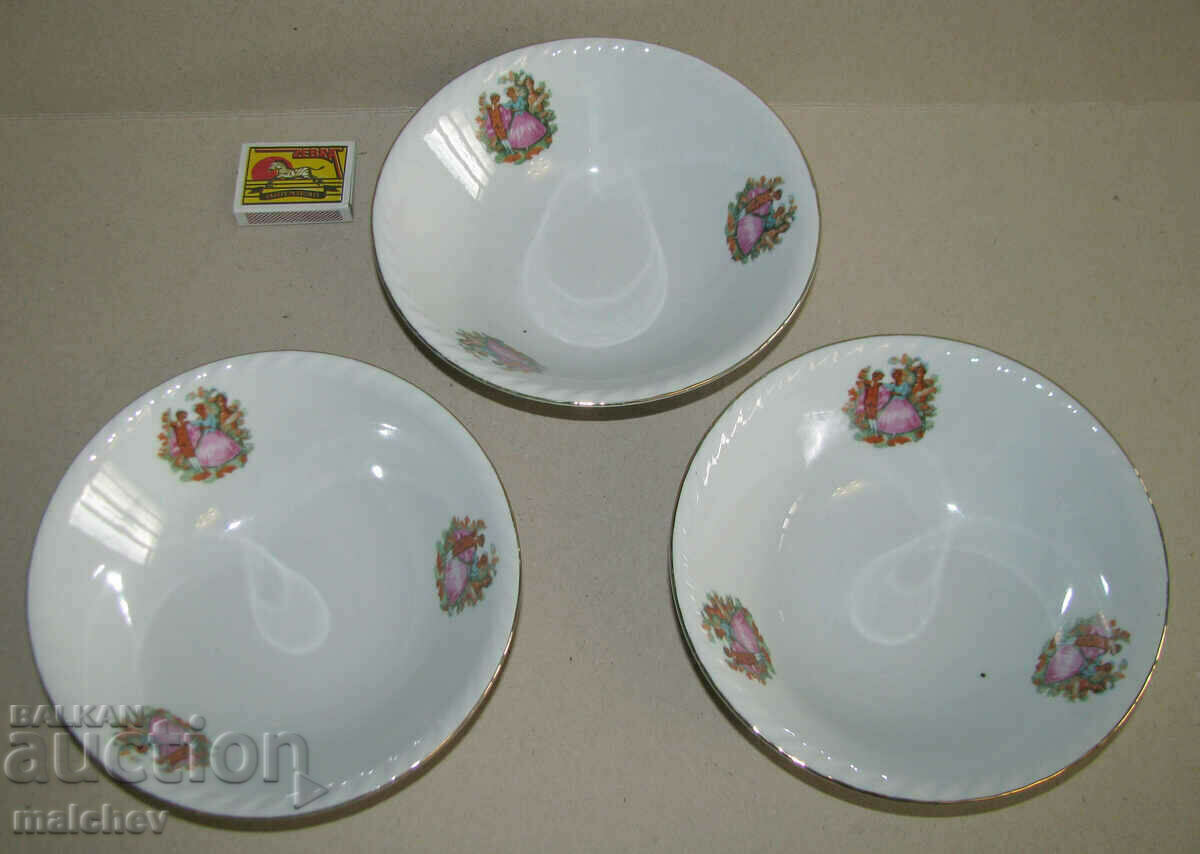 Bowl Bowl Porcelain Plate Lot 3 Soup Bowls Excellent