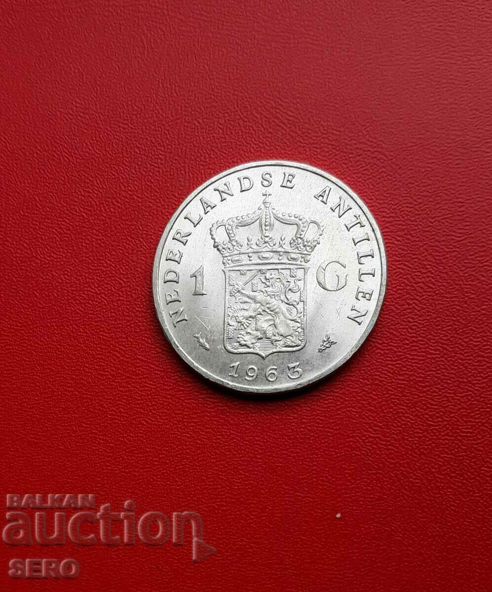 Antilele Olandeze-1 gulden 1963-argint și foarte rar