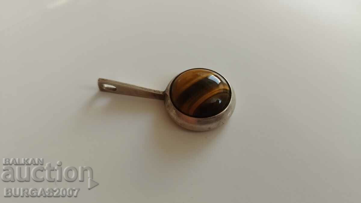 Silver pendant with a "tiger's eye" stone, sample 850, 7.24 g.
