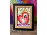 Love house, cats, watercolor miniature