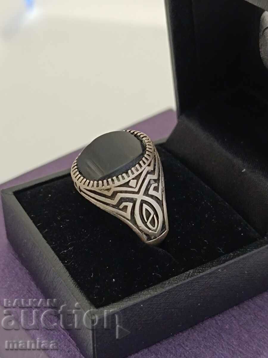 Delivery of Beautiful silver ring marked Black Agate #63B Delivery of Beautiful silver ring marked Black Agate #63B