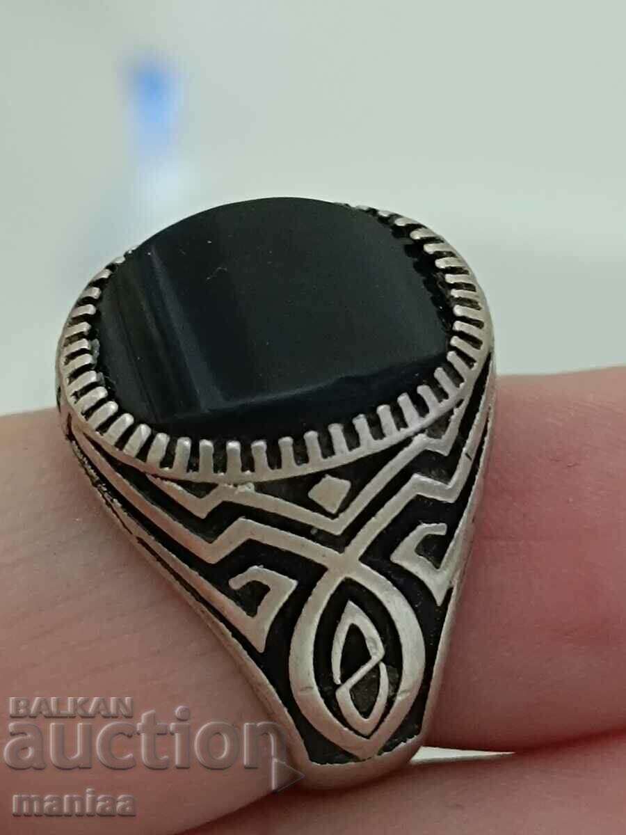Beautiful silver ring marked Black Agate #63B - 6 Beautiful silver ring marked Black Agate #63B - 6