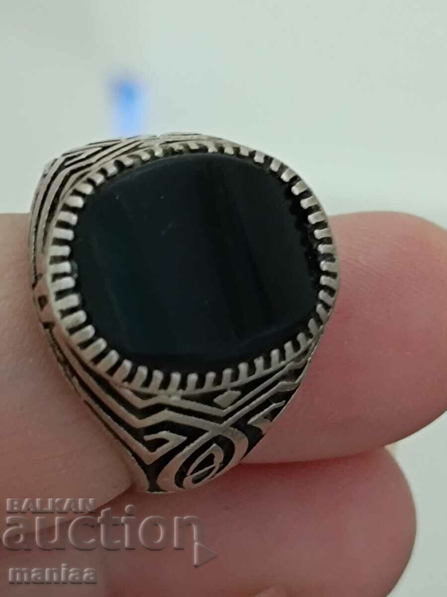 Beautiful silver ring marked Black Agate #63B - 7 Beautiful silver ring marked Black Agate #63B - 7