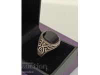 Beautiful silver ring marked Black Agate #63B