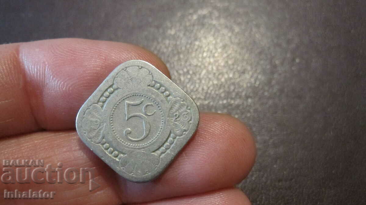 1923 год 5 цента Холандия