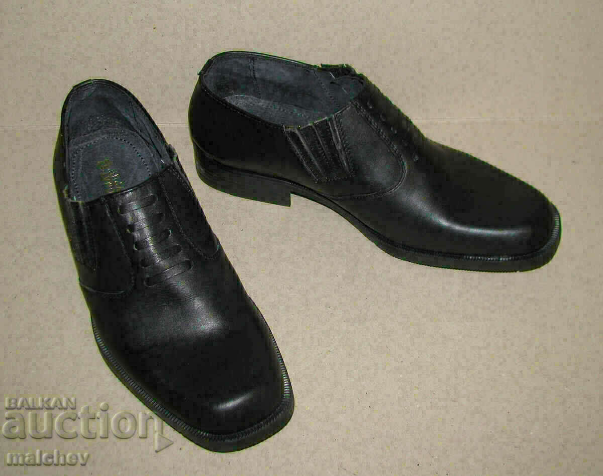 New men's shoes #40 natural leather solid rubber sole