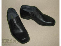 New men's shoes #40 natural leather solid rubber sole