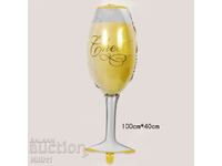 Large foil balloon glass of champagne 100 cm for decoration