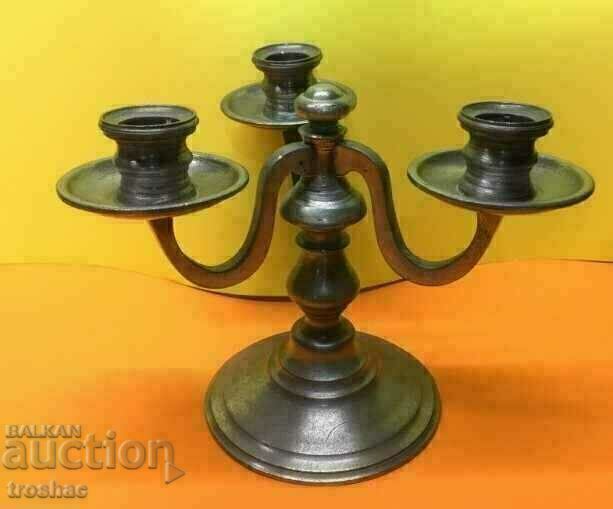 Antique French Candlestick with Royal Crown Stamps / Etain 95% - 7