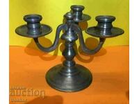 Antique French Candlestick with Royal Crown Stamps / Etain 95%