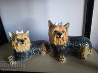 Porcelain Italian figurines - female and male dogs