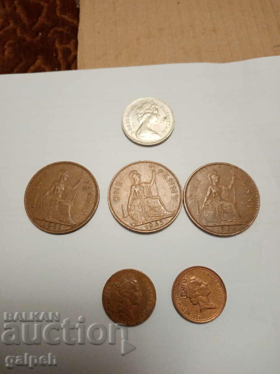 LOT OF COINS - GREAT BRITAIN - 6 pcs. - BGN 4.5 with price 4.50 BGN | € 2.30 LOT OF COINS - GREAT BRITAIN - 6 pcs. - BGN 4.5 with price 4.50 BGN | € 2.30