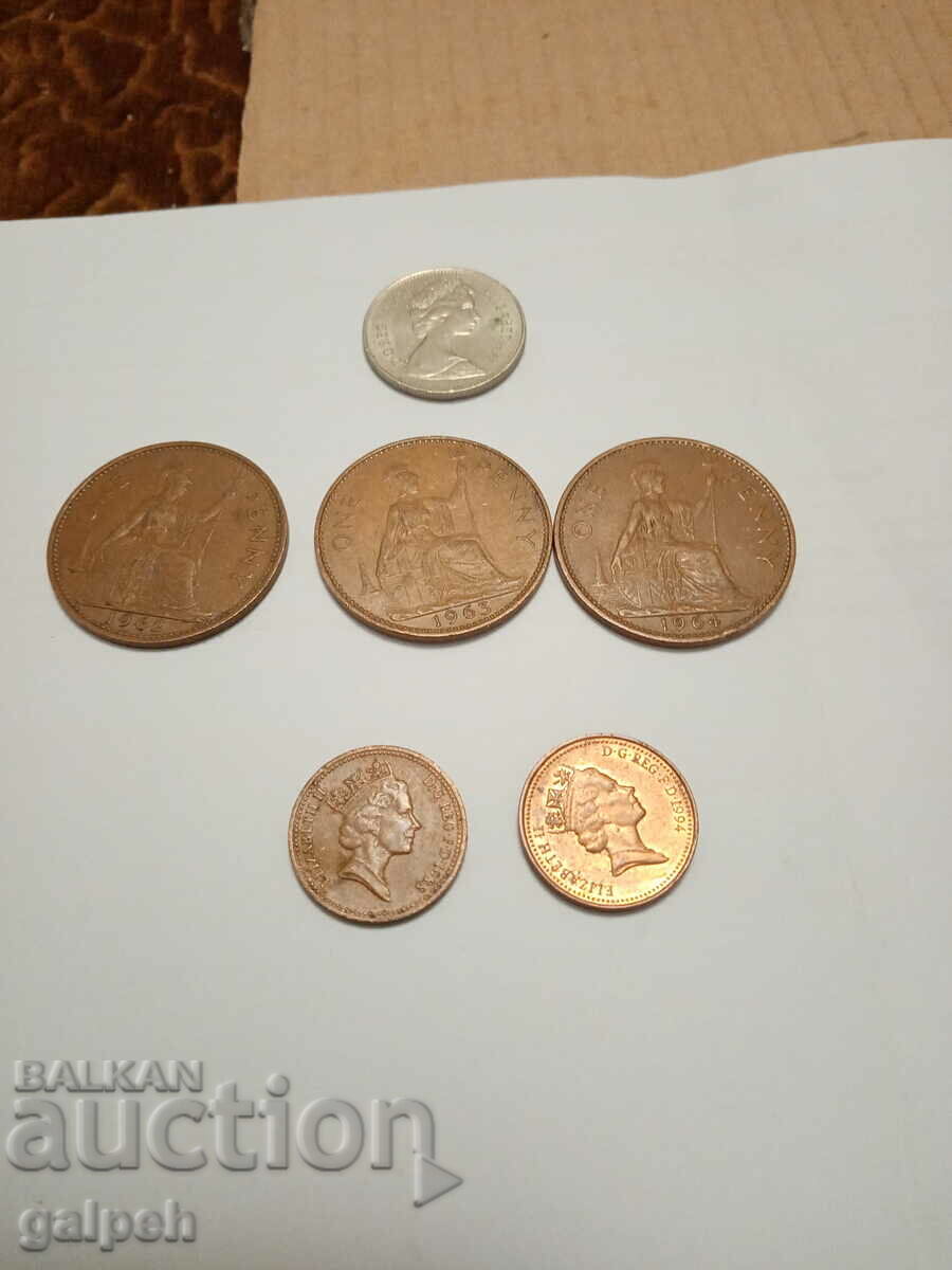 LOT OF COINS - GREAT BRITAIN - 6 pcs. - BGN 4.5