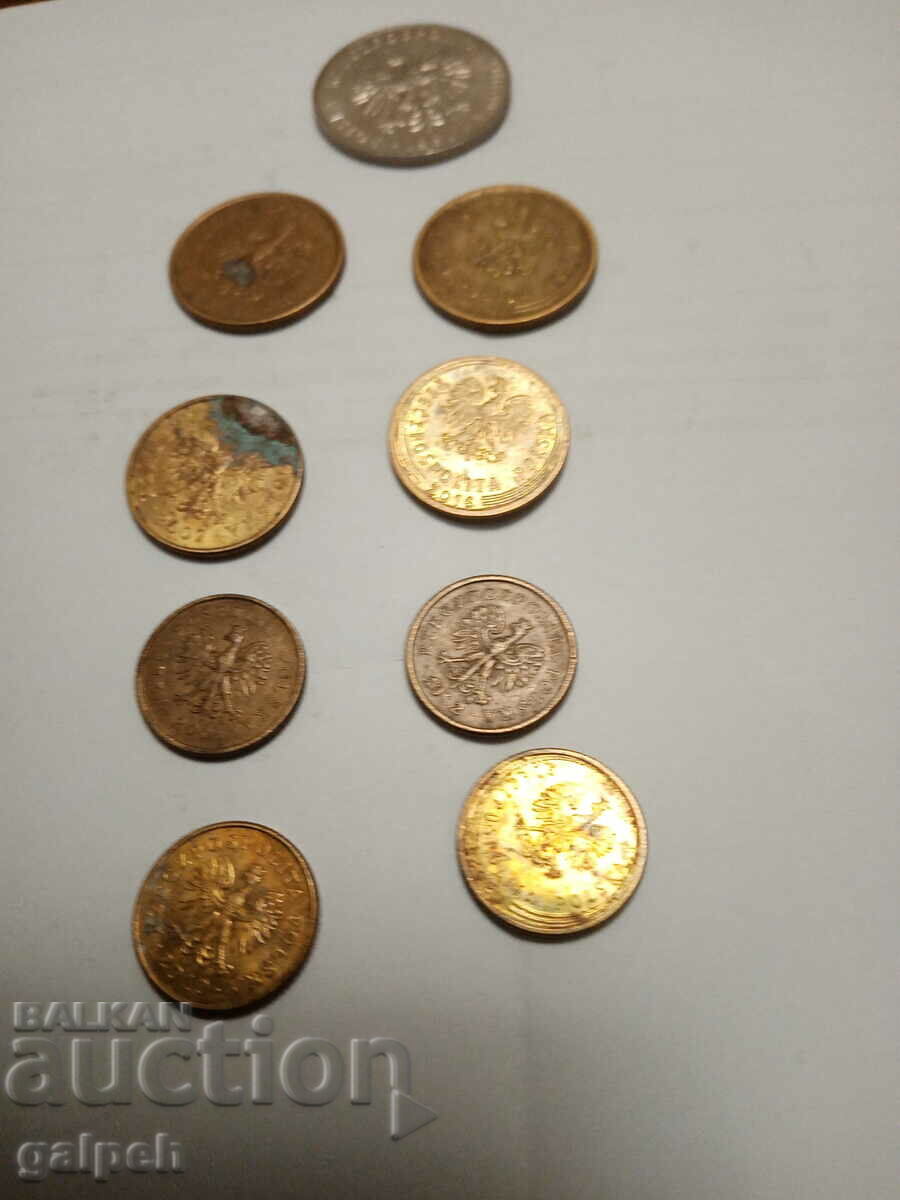 LOT OF COINS - POLAND - 9 pcs. - BGN 1.5 - 5 LOT OF COINS - POLAND - 9 pcs. - BGN 1.5 - 5