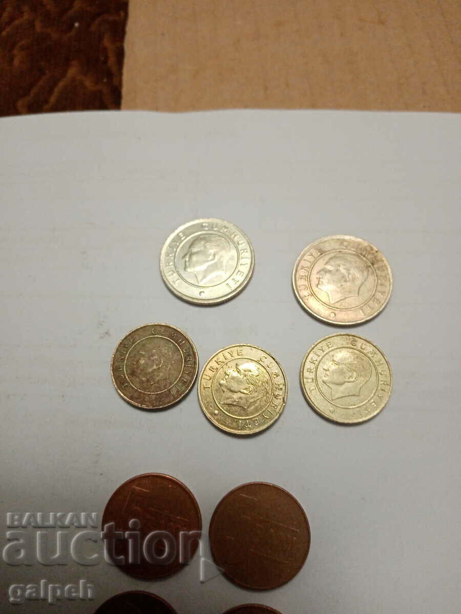 LOT OF COINS - TURKEY / ROMANIA - 11 pcs. - BGN 2 - 6 LOT OF COINS - TURKEY / ROMANIA - 11 pcs. - BGN 2 - 6
