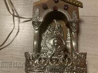 Old iconostasis icon metal fitting lit