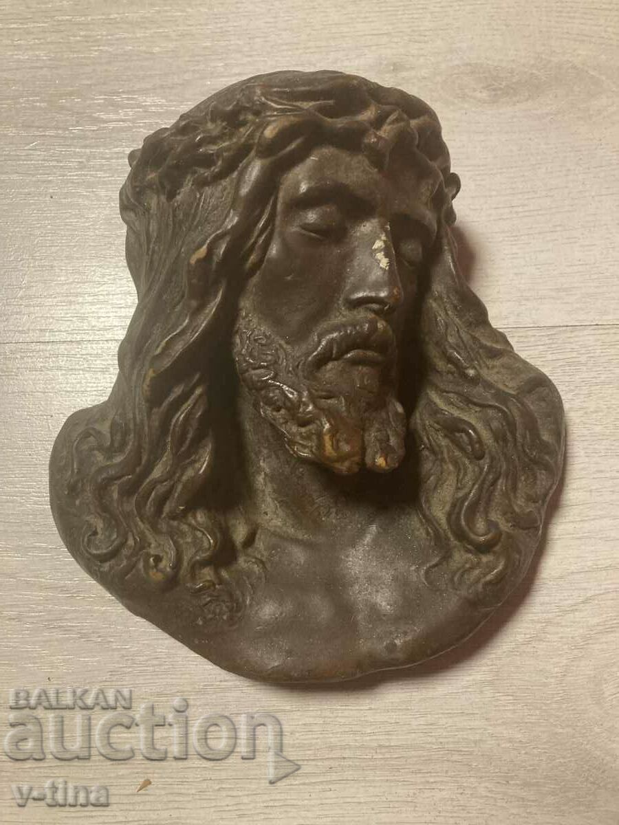 Old bas-relief icon of Jesus Christ