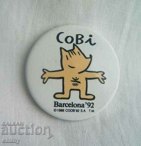 Insigna Jocurile Olimpice Barcelona 1992 - mascota Kobi/Cobi