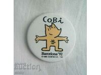 Insigna Jocurile Olimpice Barcelona 1992 - mascota Kobi/Cobi