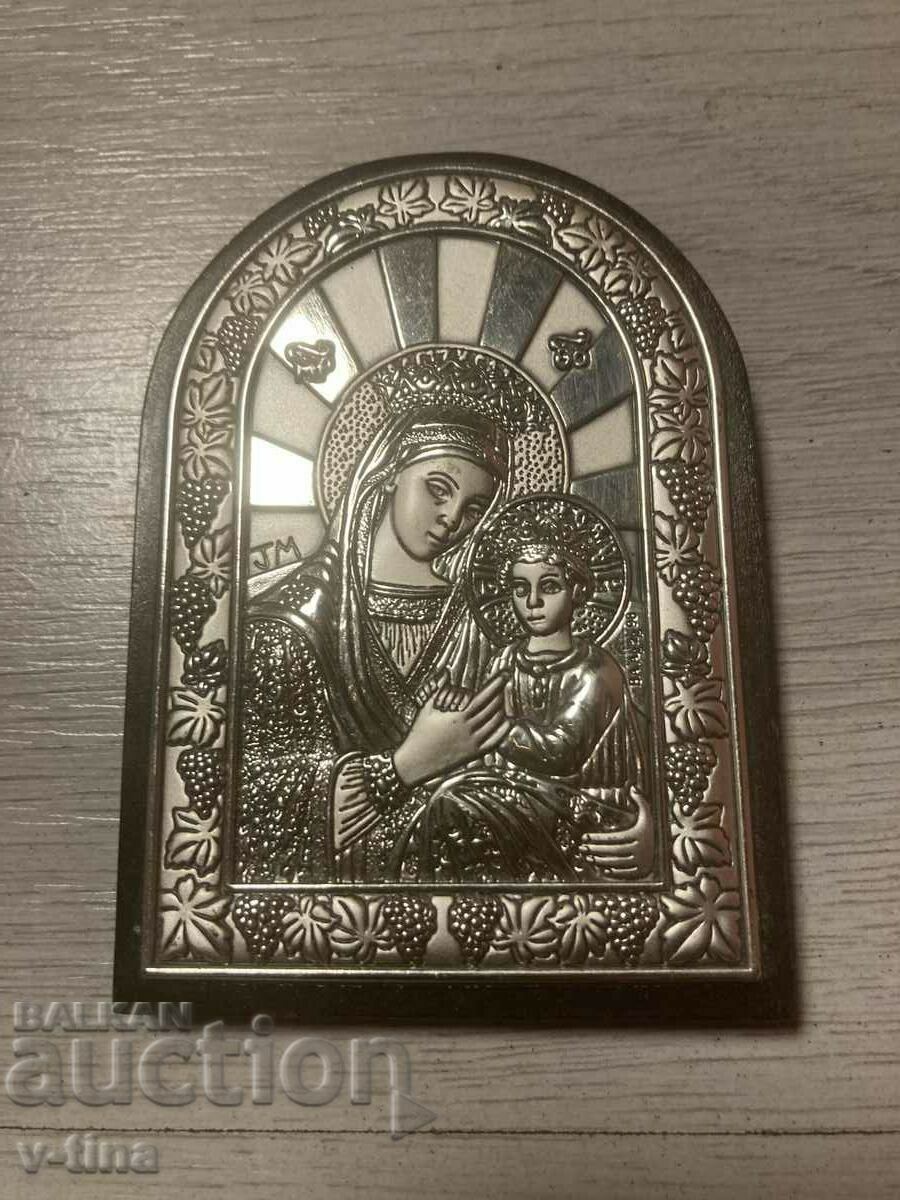 Сребърна икона  Богородица сребро обков