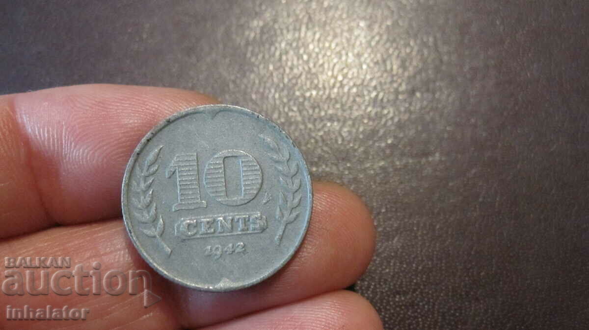 1942 10 cents Netherlands - zinc