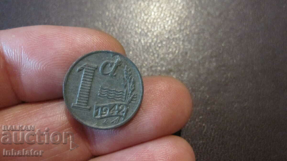 1942 1 cent Netherlands - zinc - Occupation