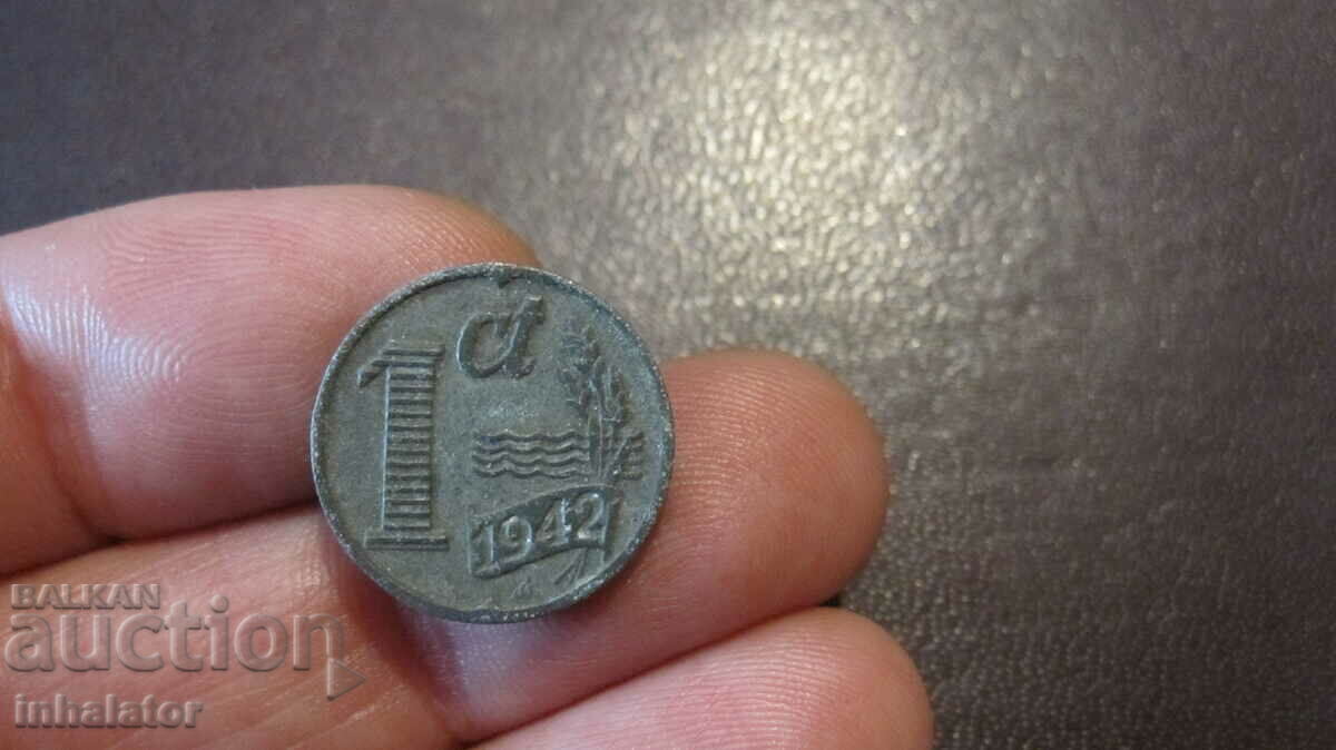 1942 год  1 цент Холандия - цинк - Окупационна