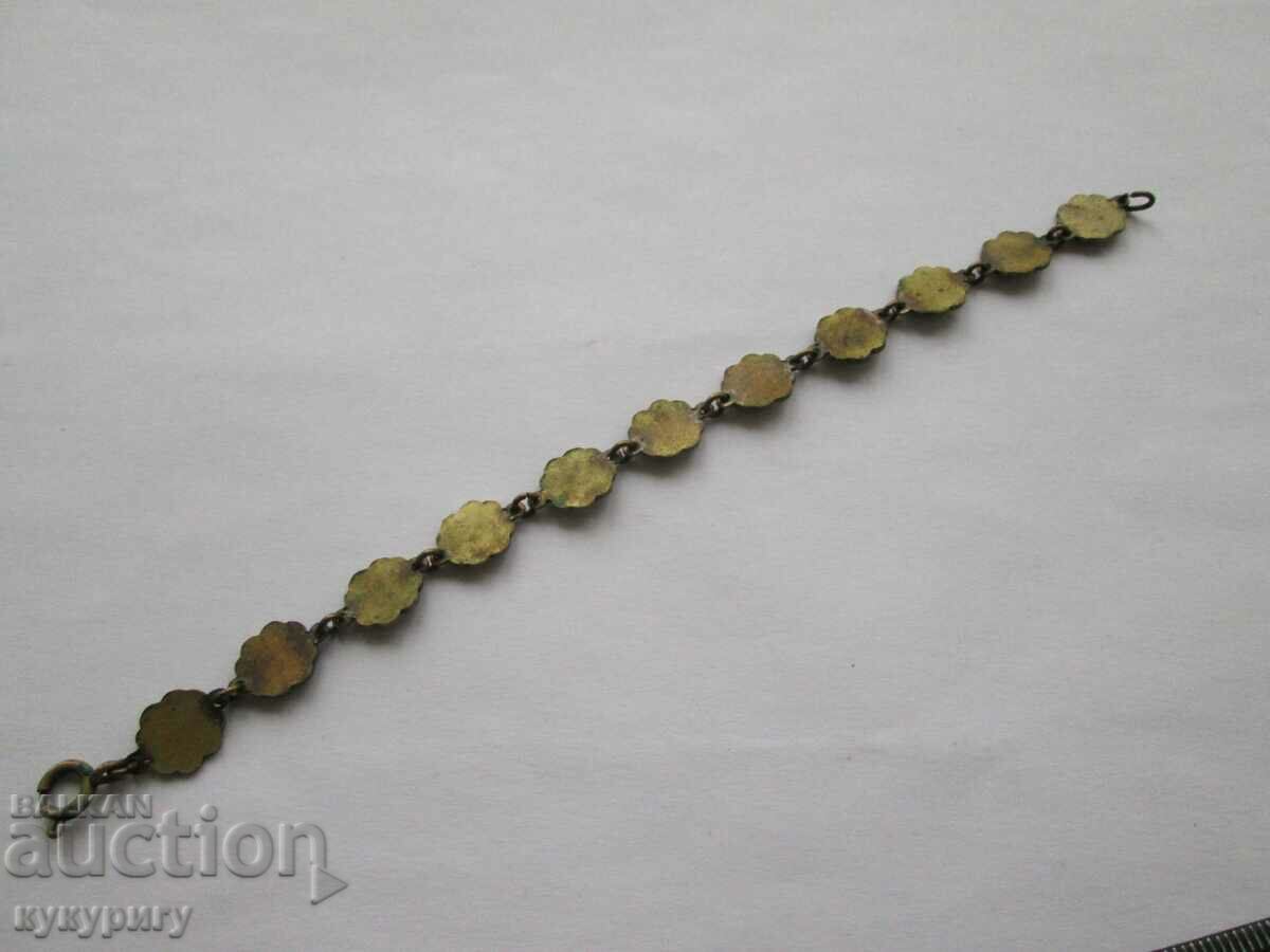 Old green enamel bracelet with four-leaf clovers for luck - 6 Old green enamel bracelet with four-leaf clovers for luck - 6