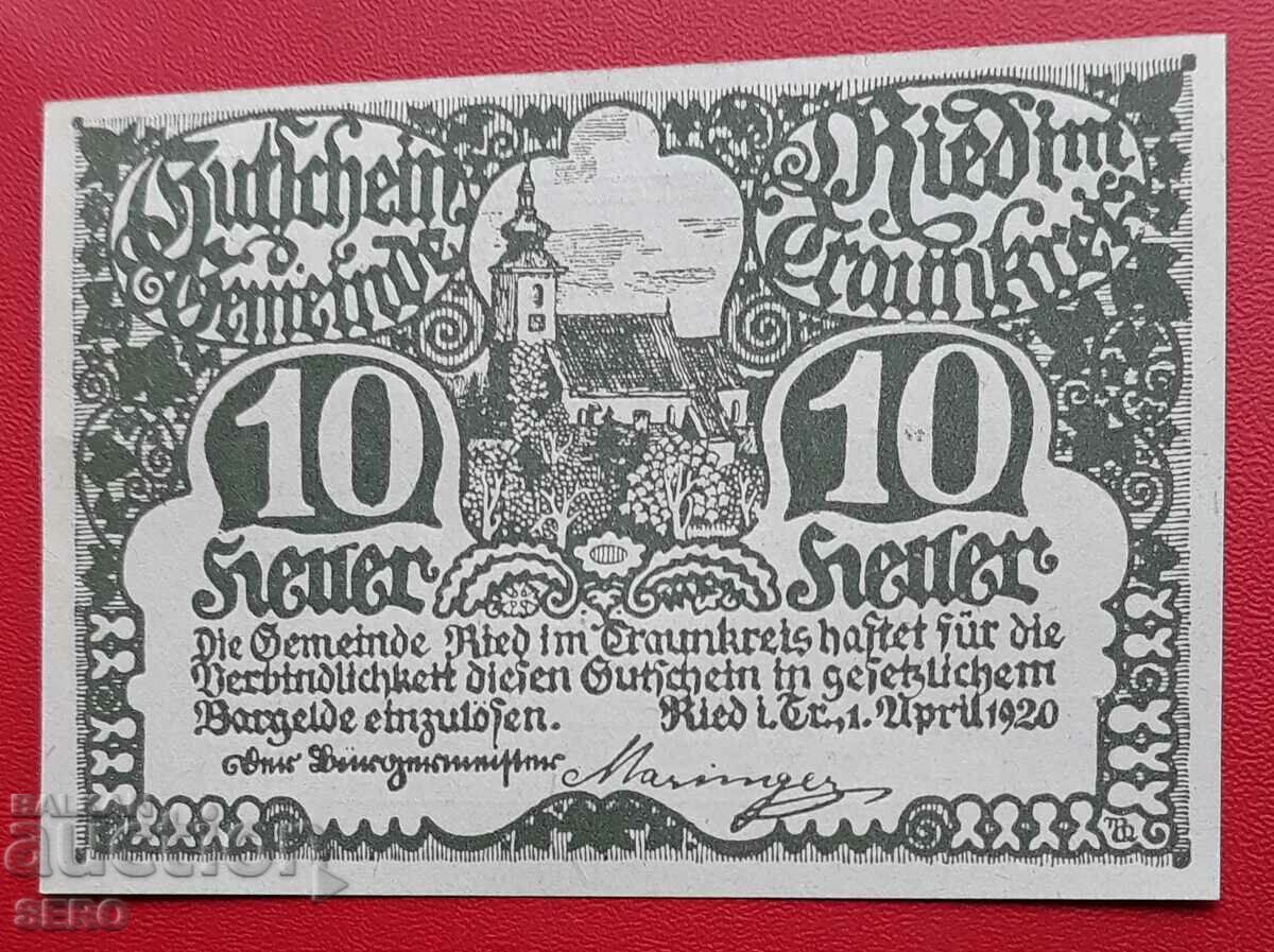 Банкнота-Австрия-Г.Австрия-Рид имТраункрейс-10 хелера 1920