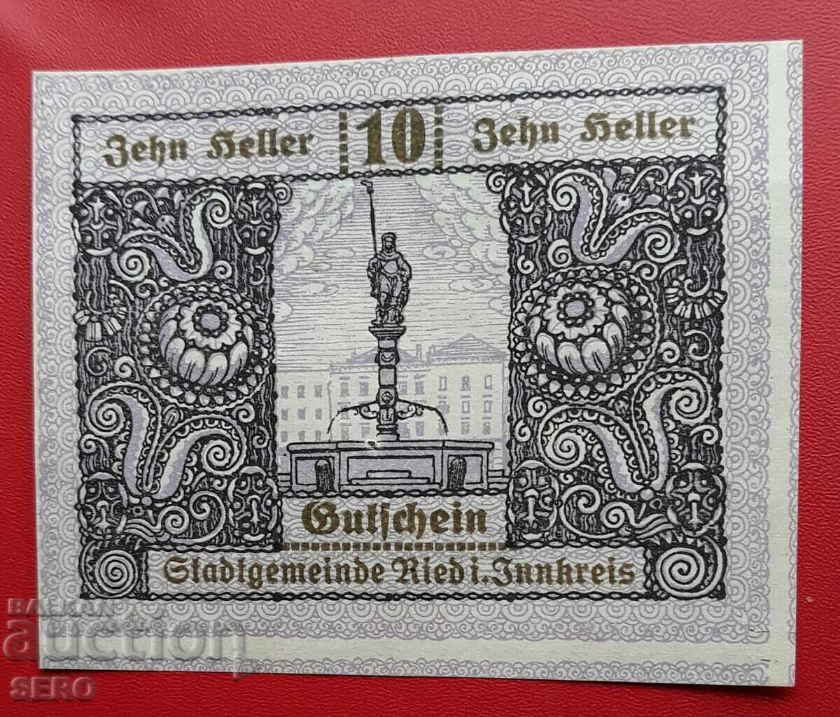 Banknote-Austria-G.Austria-Ried im Increase-10 Heller 1920