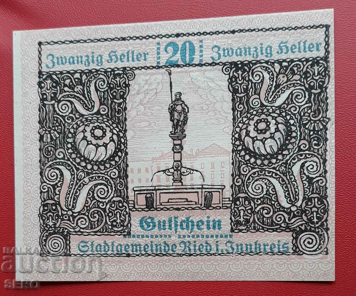 Bancnota-Austria-G.Austria-Ried im Increase-20 Heller 1920