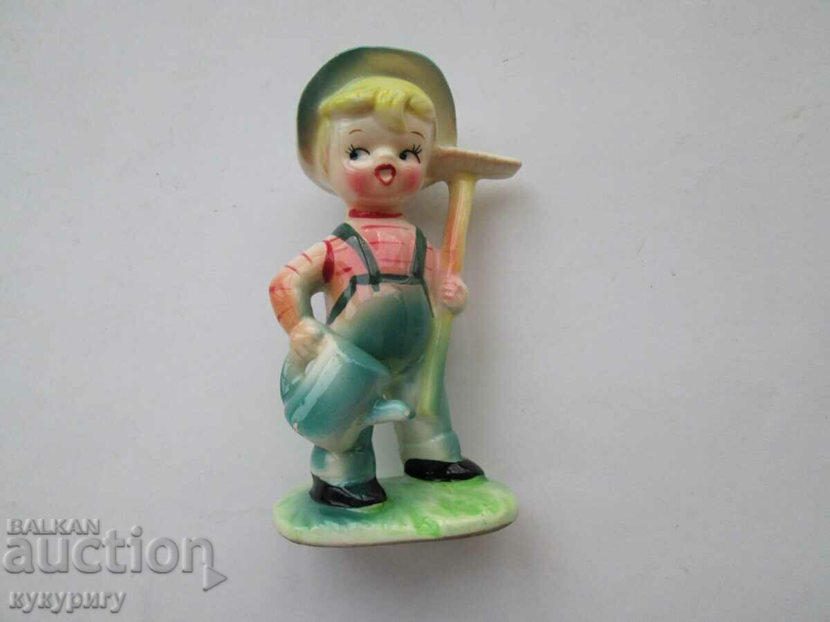 Old porcelain figurine boy gardener FOREIGN - 7 Old porcelain figurine boy gardener FOREIGN - 7