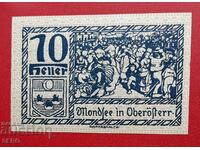 Банкнота-Австрия-Г.Австрия-Мондзее-10 хелера 1920-синя