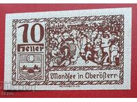 Банкнота-Австрия-Г.Австрия-Мондзее-10 хелера 1920-кафява