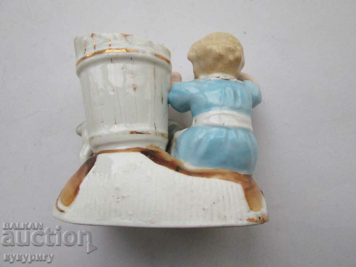 Auction Old porcelain figure figurine and vase girl with pig Auction Old porcelain figure figurine and vase girl with pig