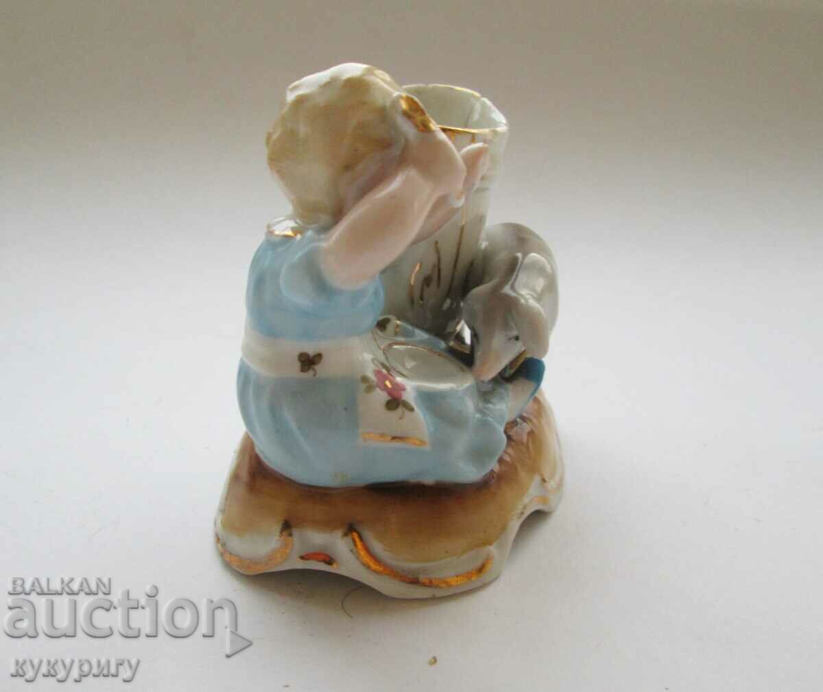 Old porcelain figure figurine and vase girl with pig - 5 Old porcelain figure figurine and vase girl with pig - 5